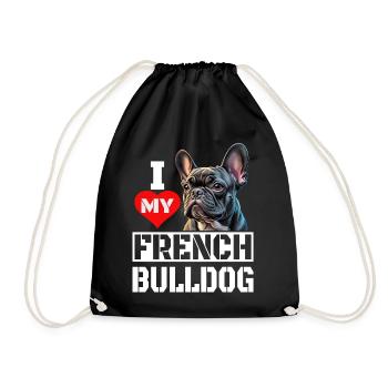 Ich Liebe meine Französische Bulldogge - Turnbeutel - Schwarz - Vorne