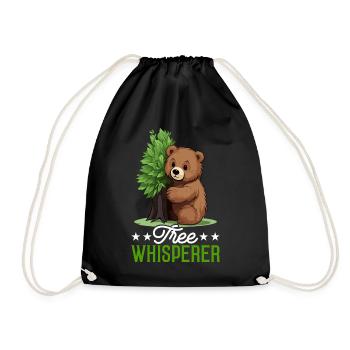 Tree Hugger Environmentalist Bear - Drawstring Bag - black - Front