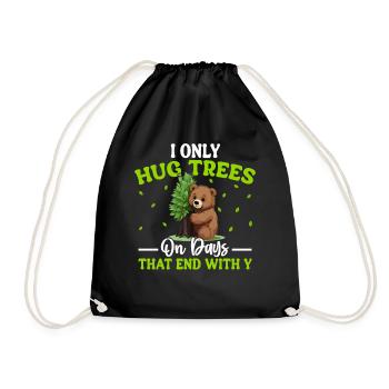 Tree Hugger Environmentalist Bear - Drawstring Bag - black - Front