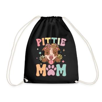 Groovy Pitbull Mom Female Dog Lover - Drawstring Bag - black - Front