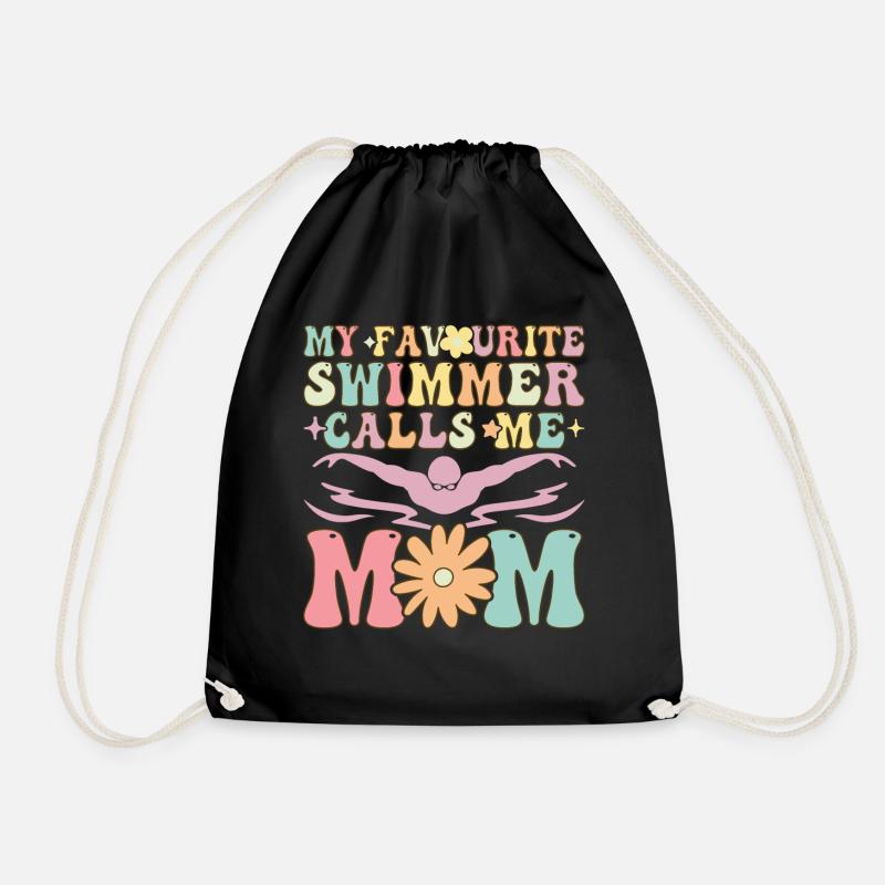 Schwimmen Mama Schwimmerin - Turnbeutel - Schwarz