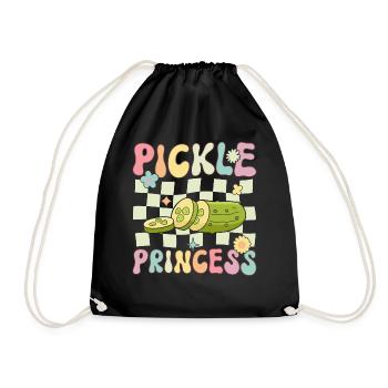 Groovy Funny Pickle Girl Cucumber - Drawstring Bag - black - Front