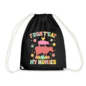 Groovy Vegan Plant-Based Diet Veganism - Drawstring Bag - black - Front