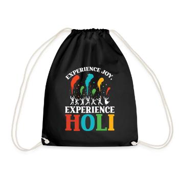 Happy Holi Greetings Hinduism Indian Festival - Drawstring Bag - black - Front