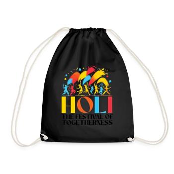 Happy Holi Greetings Hinduism Indian Festival - Drawstring Bag - black - Front