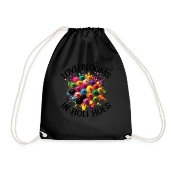 Happy Holi Greetings Hinduism Indian Festival - Drawstring Bag - black - Front