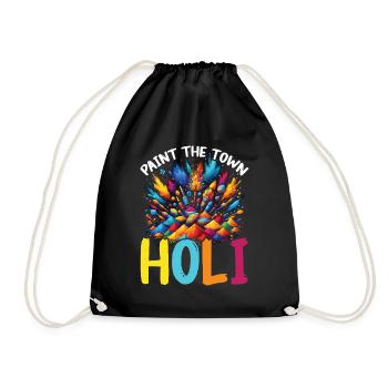 Happy Holi Greetings Hinduism Indian Festival - Drawstring Bag - black - Front