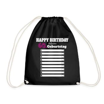 60. Geburtstag Frau Geschenk Lustig Aufgaben Party - Turnbeutel - Schwarz - Vorne