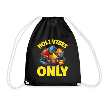 Happy Holi Greetings Hinduism Indian Festival - Drawstring Bag - black - Front