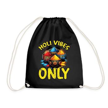 Happy Holi Greetings Hinduism Indian Festival - Drawstring Bag - black - Front