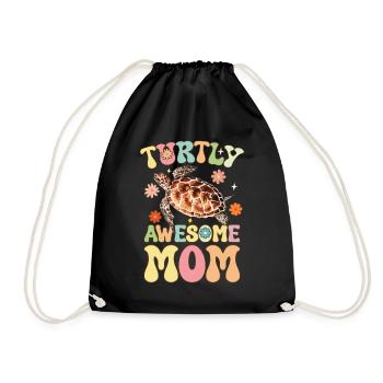 Groovy Turtle Lover Mom - Drawstring Bag - black - Front