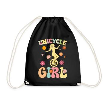 Groovy Monocycle Unicyclist - Drawstring Bag - black - Front