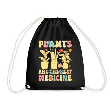Groovy Plant-Based Diet Vegan Veganism - Drawstring Bag - black - Front