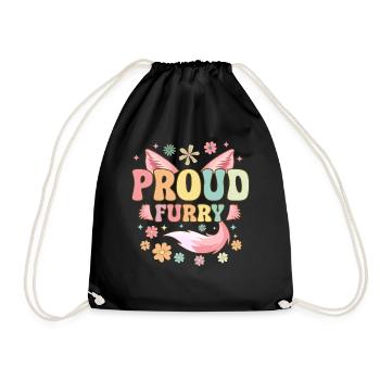 Groovy Furry Fandom Fursuit Fox - Drawstring Bag - black - Front