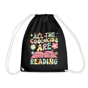Groovy Book Reader Book Reading - Drawstring Bag - black - Front