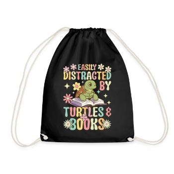 Groovy Sea Turtle - Drawstring Bag - black - Front