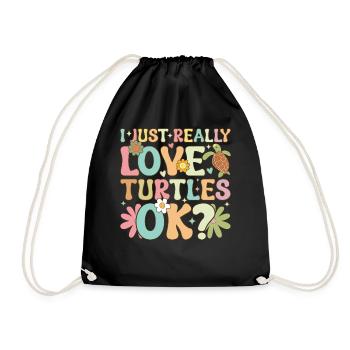 Groovy Sea Turtle - Drawstring Bag - black - Front