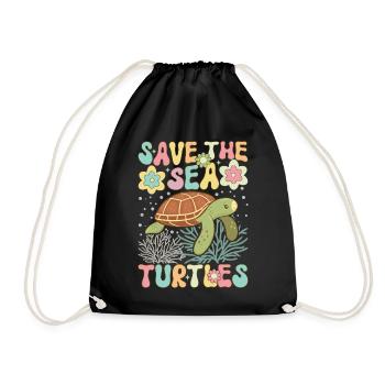 Groovy Turtle Lover - Drawstring Bag - black - Front