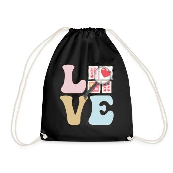 LOVE Stamp Collector Stamp Collecting - Drawstring Bag - black - Front