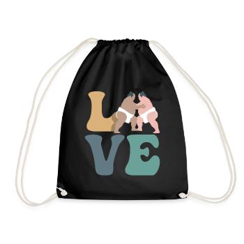 LOVE Sumo Wrestling Japanese Sumo Wrestler - Drawstring Bag - black - Front