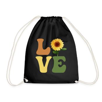 LOVE Sunflower Garden Gardening - Drawstring Bag - black - Front