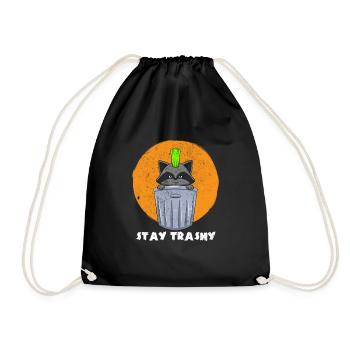 Stay Trashy Lustiger Tierliebhaber - Turnbeutel - Schwarz - Vorne