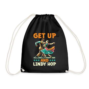 Lindy Hop Dancer Swinging Dancing Swing Dance - Drawstring Bag - black - Front