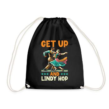 Lindy Hop Dancer Swinging Dancing Swing Dance - Drawstring Bag - black - Front