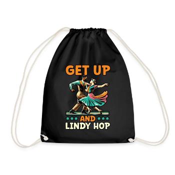 Lindy Hop Dancer Swinging Dancing Swing Dance - Drawstring Bag - black - Front