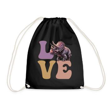 LOVE Triceratops Dinosaurier - Turnbeutel - Schwarz - Vorne