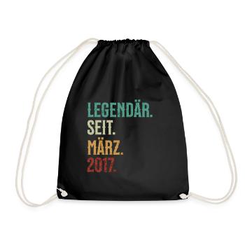 Legendär. Seit. März. 2017. Retro Birthday - Turnbeutel - Schwarz - Vorne