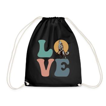 LOVE Werewolf Wolf Howling Furry Fandom Fursuit - Drawstring Bag - black - Front