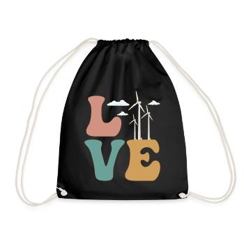 LOVE Wind Turbine Technician Energy Wind Power Plant - Drawstring Bag - black - Front