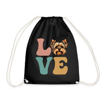 LIEBE Yorkshire Terrier Hund Yorkie - Turnbeutel - Schwarz - Vorne
