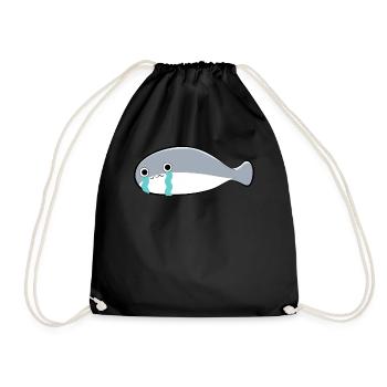 Sacambaspis Ancient Fish Meme Sad - Drawstring Bag - black - Front