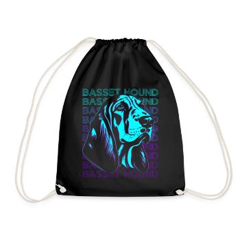 Basset Hound Dog Retro - Drawstring Bag - black - Front
