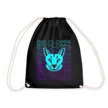 Big Floppa Karakal Katze Meme Retro - Turnbeutel - Schwarz - Vorne