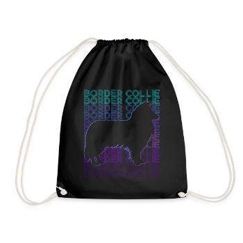 Border Collie Dog Retro - Drawstring Bag - black - Front