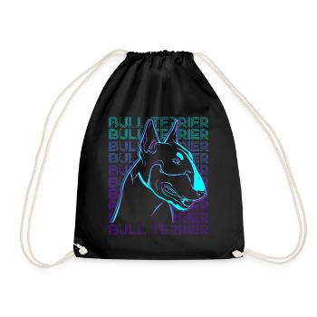 Bullterrier Hund Retro - Turnbeutel - Schwarz - Vorne