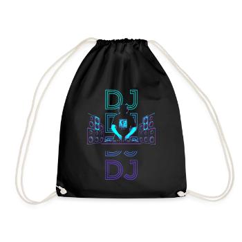 Disc Jockey Plattenspieler Retro - Turnbeutel - Schwarz - Vorne