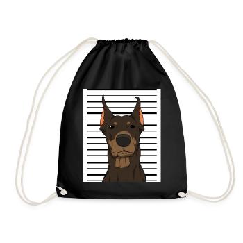 Doberman Mugshot Hundetrainer - Turnbeutel - Schwarz - Vorne