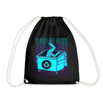 Dumpster Diving Mülltaucher Trash Picker Retro - Turnbeutel - Schwarz - Vorne