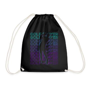 Golfer Golfer Golfing Retro - Drawstring Bag - black - Front