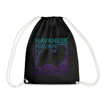 Chien bichon havanais rétro - Sac de sport léger - noir - Devant