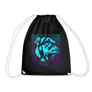 Irish Wolfhound Chien Rétro - Sac de sport léger - noir - Devant