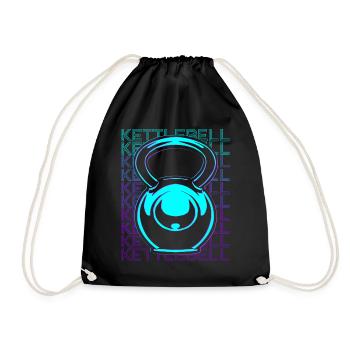 Kettlebell Heben Workout Fitnessstudio Retro - Turnbeutel - Schwarz - Vorne