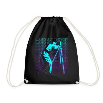 Surveyor Land Surveying Cartographer Retro - Drawstring Bag - black - Front