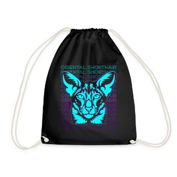 Orientalisch Kurzhaar Katze Retro - Turnbeutel - Schwarz - Vorne