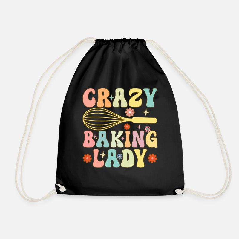 Crazy Baking Lady Groovy Baking Girl Chef-Bäckerin - Turnbeutel - Schwarz