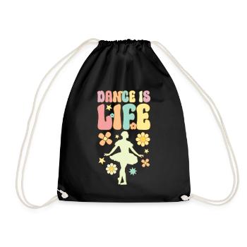Dance Is Life Groovy Ballet Dance Dancer Baller - Drawstring Bag - black - Front